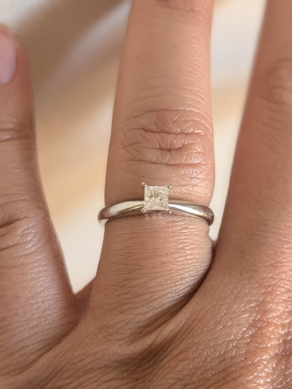 Classic White Gold Solitaire Ring with Princess-Cut Diamond